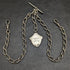 1899 British Antique Pure Silver (925 Silver) Double Albert Chain 57g Medal Fob